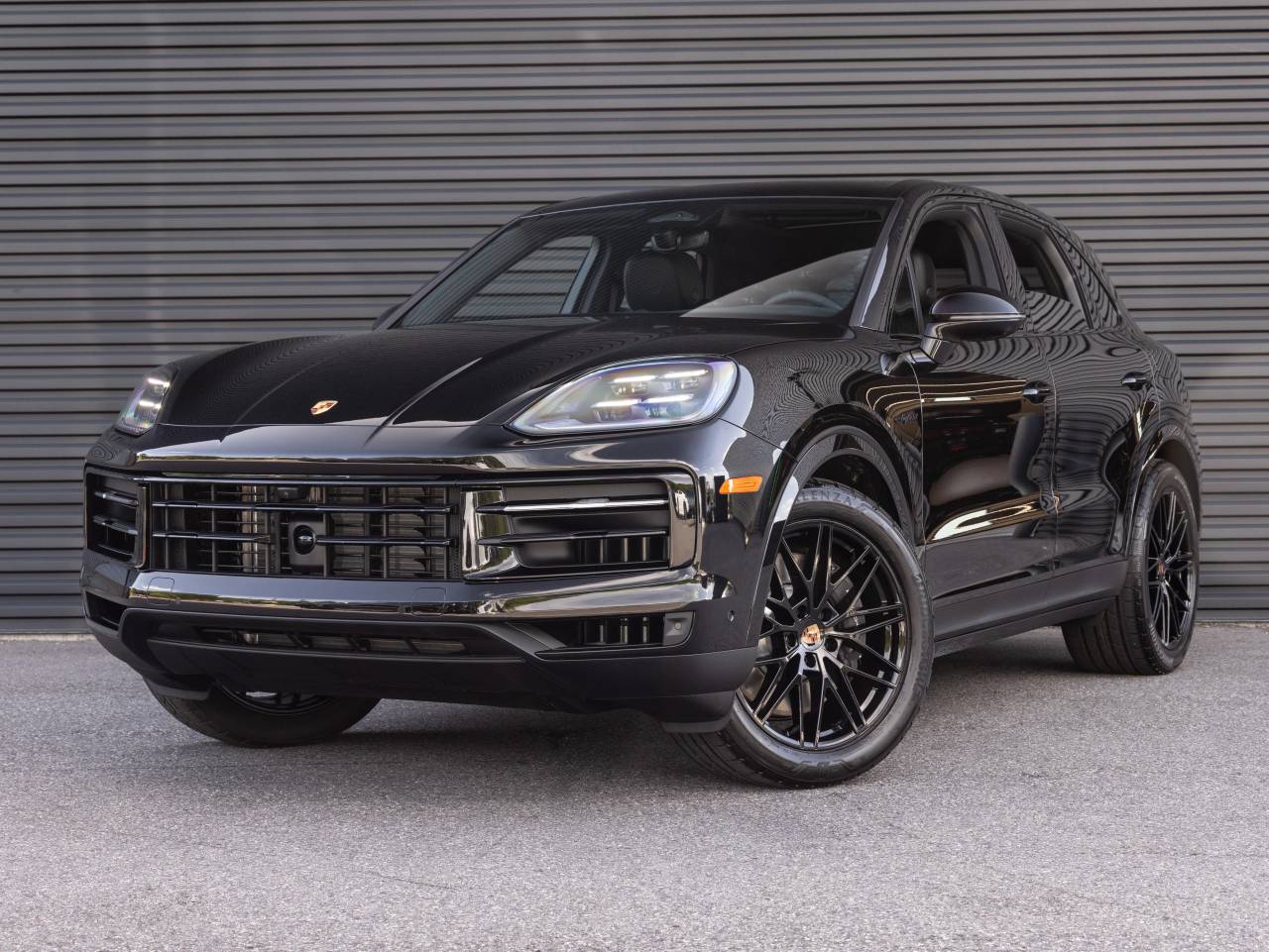 2026 Porsche Cayenne Cayenne E-Hybrid in Chromite Black Metallic — front three-quarter view